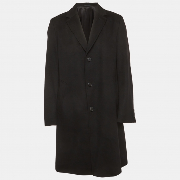 Pre Owned Boss By Hugo Boss Black Wool Felt Morgan Coat XL