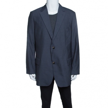Pre Owned Boss By Hugo Boss Grey Wool Mohair Passolini Tailored Blazer 4XL