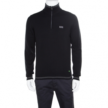 Pre Owned Boss Green By Hugo Boss Black Striped Trim Zime W17 Sweater S