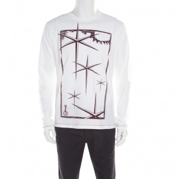 Pre Owned Boss Orange By Hugo Boss Off White Printed Long Sleeve T-Shirt XL