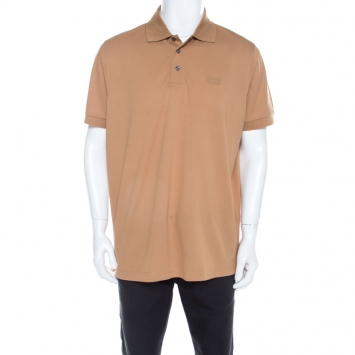 Pre Owned Boss By Hugo Boss Camel Brown Cotton Pique Short Sleeve Polo T Shirt XL