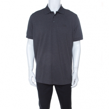 Pre Owned Boss By Hugo Boss Grey Pima Cotton Short Sleeve Polo T Shirt XL