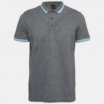 Pre Owned Boss By Hugo Boss Grey Pique Cotton Polo T-Shirt L
