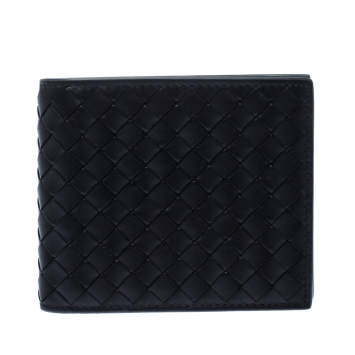 مملوكة مسبقًا Bottega Veneta Black Intrecciato Leather Bifold Wallet