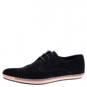 Pre Owned Bottega Veneta Black Suede BV Fellows Pointed Toe Lace Up Derby Size 44