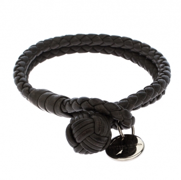Pre Owned Bottega Veneta Moss Green Intrecciato Nappa Leather Double Strand Bracelet 