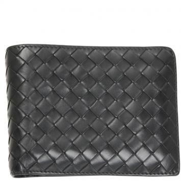 Pre Owned Bottega Veneta Black Intrecciato Leather Bi-fold Wallet