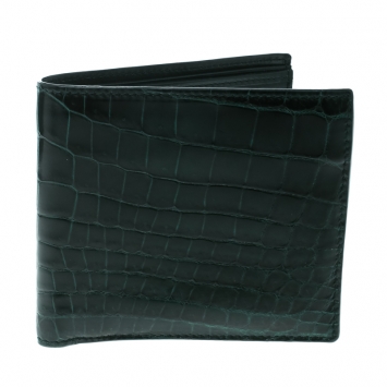 مملوكة مسبقًا Bottega Veneta Green Crocodile Bi Fold Wallet 