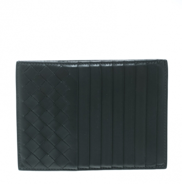 مملوكة مسبقًا Bottega Veneta Grey Intrecciato Leather Card Holder 8CC