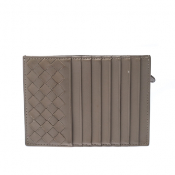 مملوكة مسبقًا Bottega Veneta Beige Intrecciato Leather Card Holder 8CC