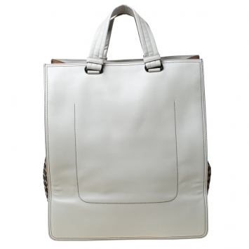 Pre Owned Bottega Veneta Tri Color Intrecciato Leather Checker Tote