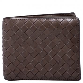مملوكة مسبقًا Bottega Veneta Brown Intrecciato Leather Bifold Wallet