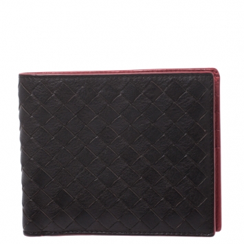 Pre Owned Bottega Veneta Black Intrecciato Leather Bi-Fold Wallet