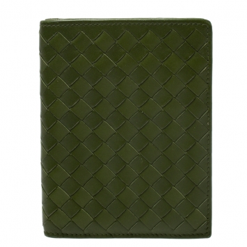 مملوكة مسبقًا Bottega Veneta Green Intrecciato Leather Bifold Wallet