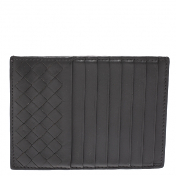 مملوكة مسبقًا Bottega Veneta Gris Tarmac Intrecciato Leather Card Holder 8CC