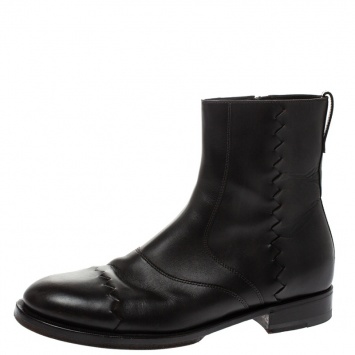 Pre Owned Bottega Veneta Cocoa Leather Zip Ankle Boots Boots Size 40