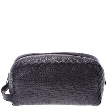 Pre Owned Bottega Veneta Black Intrecciato Leather Clutch Bag