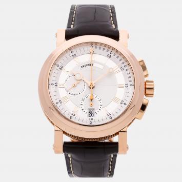 Pre Owned Pre-Owned Breguet Marine Chronograph 5827BR/12/5ZU  Silver Automatic 18k Rose Gold Men's Wristwatch 42 mm