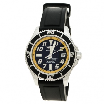 Pre Owned Breitling Black/Yellow Stainless Steel Superocean A17364 Men's Wristwatch 42 mm