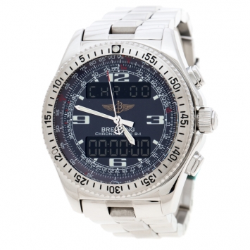 Pre Owned Breitling Black Stainless Steel B-1 A78362 Men's Wristwatch 42 mm