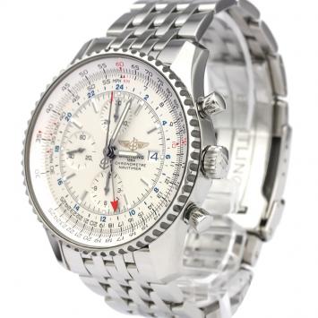Pre Owned Breitling White Stainless Steel Navitimer Men's Wristwatch 46MM