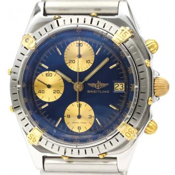 Pre Owned Breitling Blue 18k Yellow Gold And Stainless Steel Chronomat B13047 Automatic Men's Wristwatch 40 MM