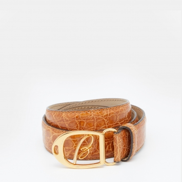 Pre Owned Brioni Brown Crocodile Leather Buckle Belt 100CM