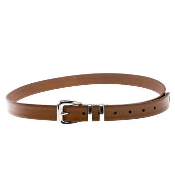 Pre Owned Brunello Cucinelli Brown Leather Western Buckle Belt 105 CM