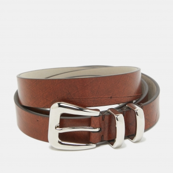 Pre Owned Brunello Cucinelli Brown Leather Buckle Belt 105CM