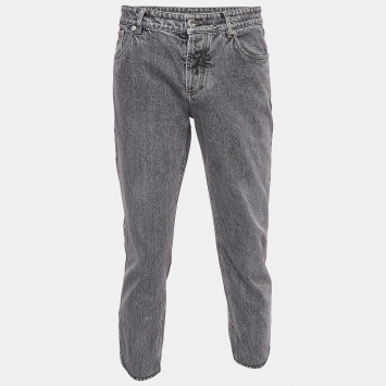 Pre Owned Brunello Cucinelli Grey Denim Traditional Fit Jeans XL Waist 36''