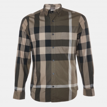 Pre Owned Burberry Brit Brown Checked Cotton Shirt M