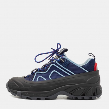 Pre Owned Burberry Navy Blue/Black Nylon and Rubber Arthur Low Top Sneakers Size 41