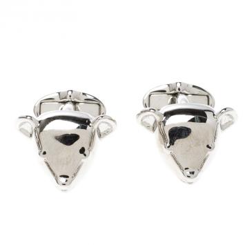 Pre Owned Burberry Teddy Bear Head Silver Tone Cufflinks
