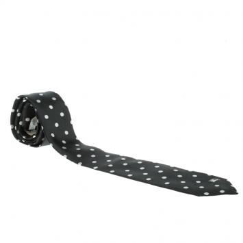 Pre Owned Burberry London Monochrome Polka Dotted Jacquard Silk Manston Tie