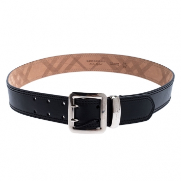 Pre Owned Burberry Black Leather Morgan Belt 90CM