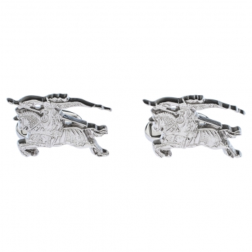Pre Owned Burberry Equestrian Knight Silver Tone Cufflinks