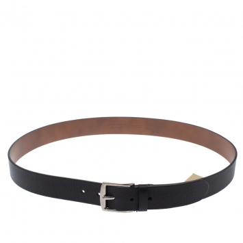 Pre Owned Burberry Black Leather Joe Buckle Belt 105CM