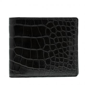 Pre Owned Burberry Black Alligator Bifold Wallet