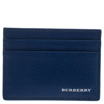 Pre Owned Burberry Blue Leather Card Holder
