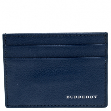 Pre Owned Burberry Blue Leather Card Case