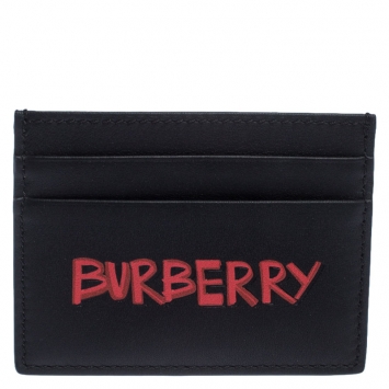 Pre Owned Burberry Black Leather Card Case