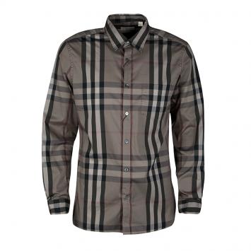 Pre Owned Burberry Pebble Green Checked Long Sleeve Button Front Nelson Shirt L