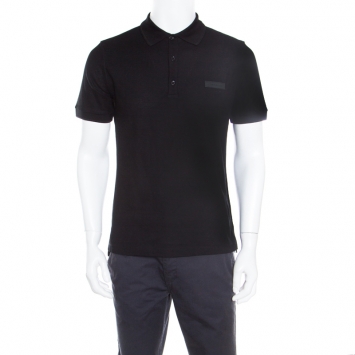 Pre Owned Burberry Black Honeycomb Knit Henningford Polo T-Shirt XL