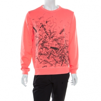 Pre Owned Burberry Bright Neon Clement Scribbled Logo Print Rennie Sweatshirt M