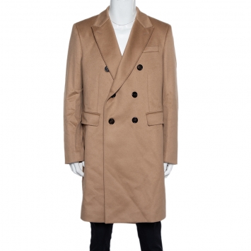 Pre Owned Burberry Camel Brown Cashmere Double Breasted Coat XXL