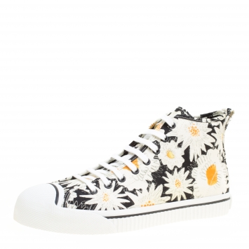 Pre Owned Burberry Black Floral Print Canvas Kingly High Top Sneakers Size 44