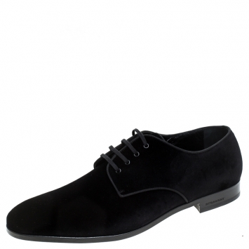 Pre Owned Burberry Black Velvet Menning Derby Size 44.5