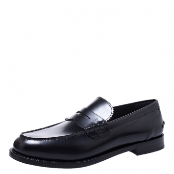 Pre Owned Burberry Black Leather Bedmont Penny Loafers Size 45.5