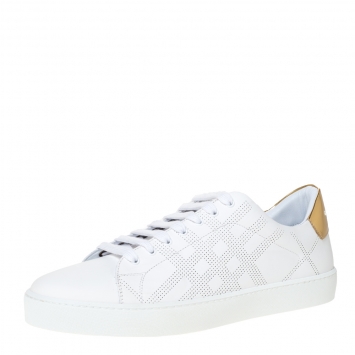 Pre Owned Burberry White Leather Westford Low Top Sneakers Size 42