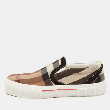 Pre Owned Burberry Multicolor Canvas Gauden Slip On Sneakers Size 44.5